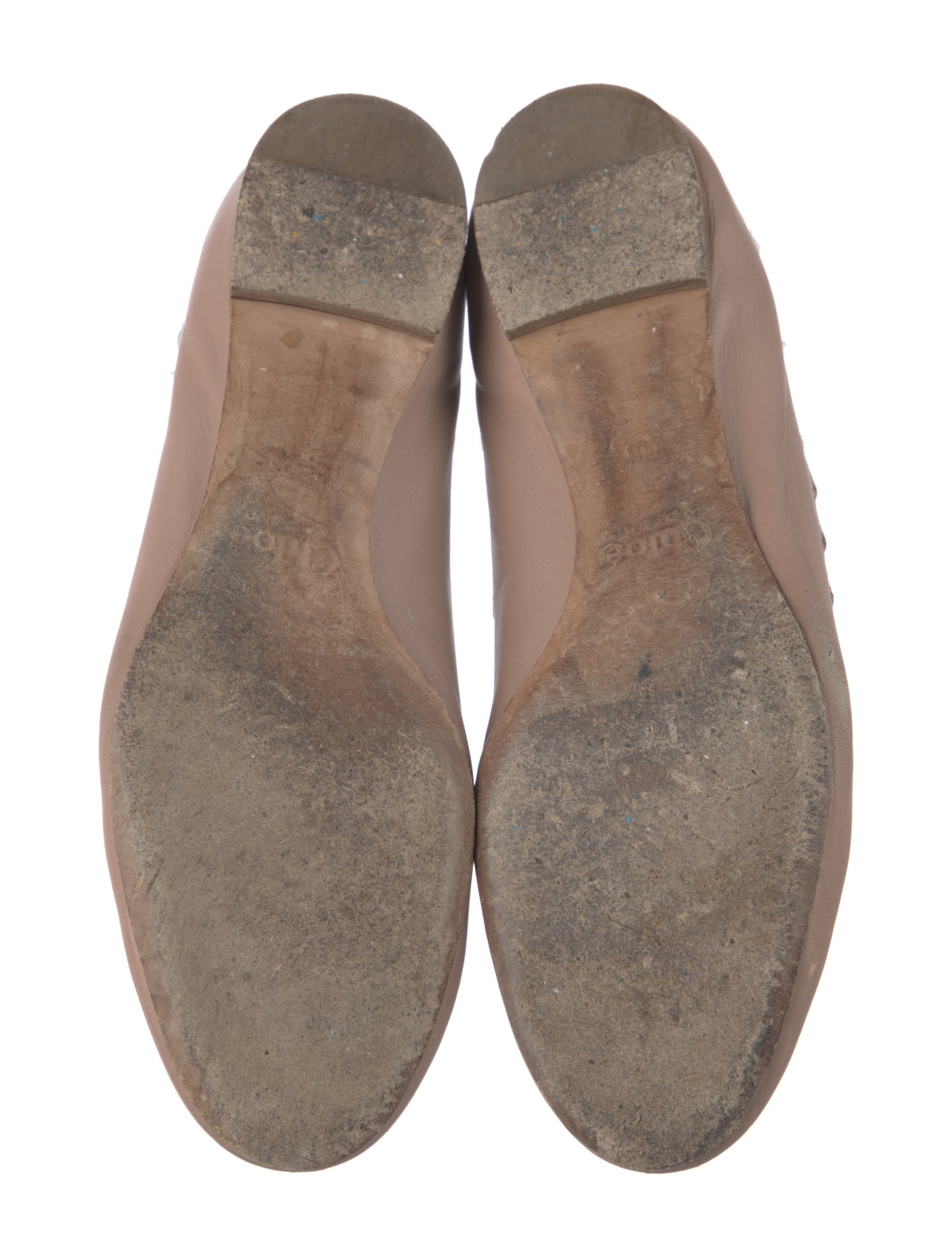 Chloé Leather Scalloped Accent Ballet Flats